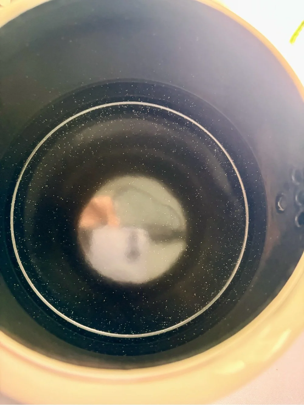 Le Creuset White Enamel Tea Kettle with Black Handle and Whistle